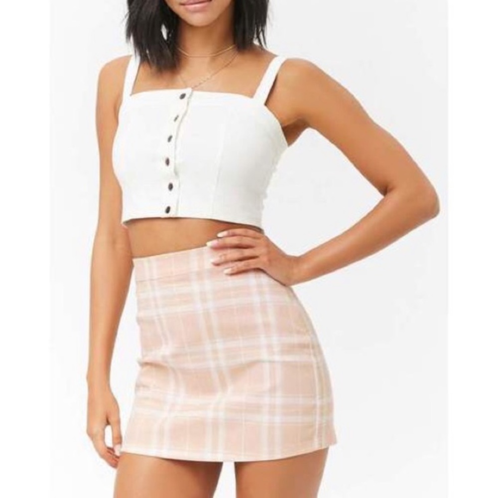 Pink plaid skirt